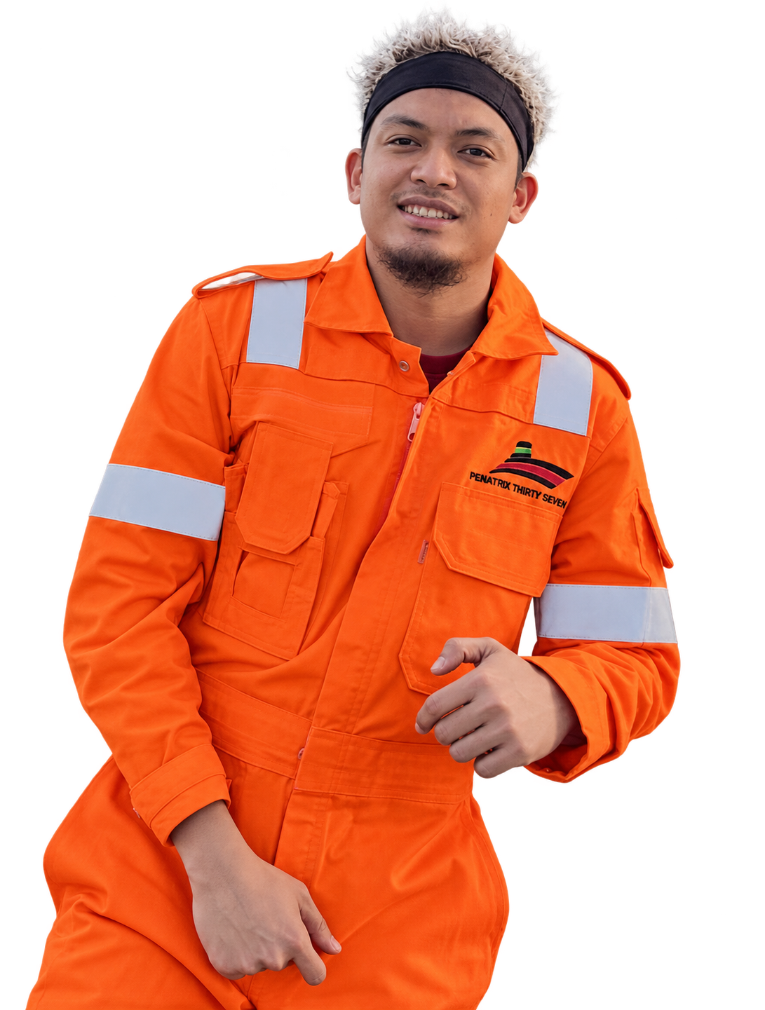JV in orange seafarer coveralls